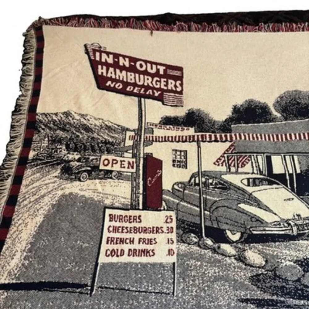 Very Rare IN & OUT BURGER Original Woven Blanket Approximately 48”X72” 1990’s